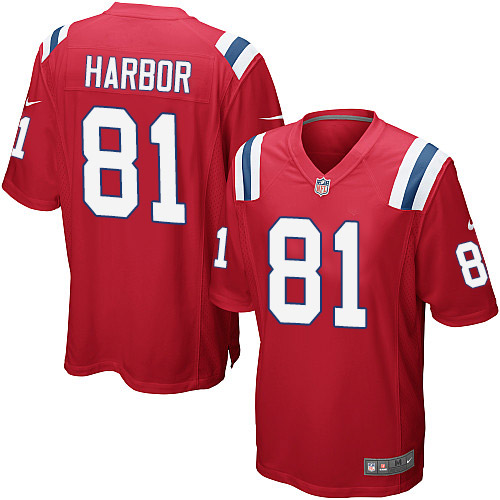 Men's Game Clay Harbor Nike Jersey Red Alternate - #81 NFL New England Patriots